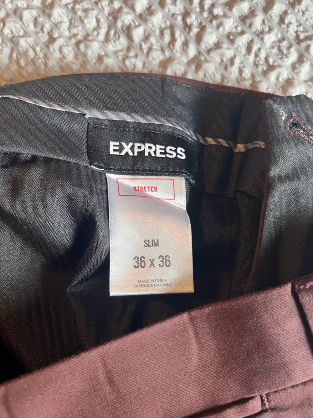 Express Slim Stretch Men's Pants in Maroon